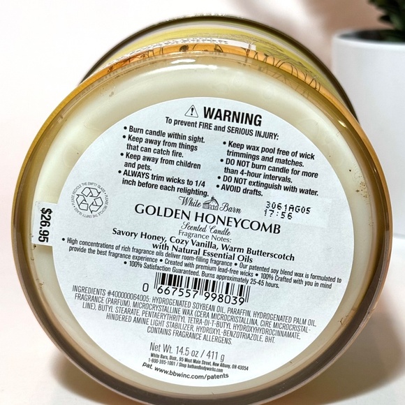 GOLDEN HONEYCOMB 3 Wick Candle - Picture 3 of 3